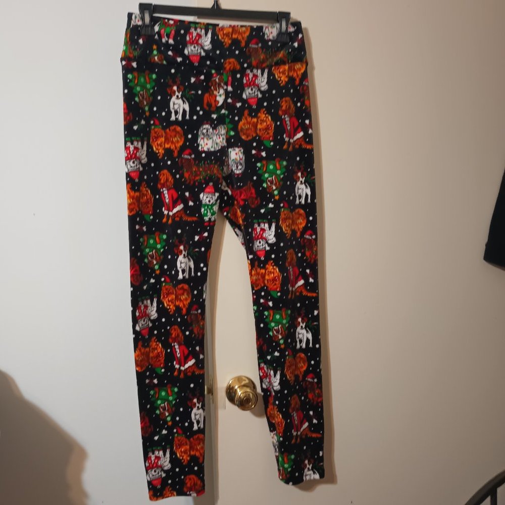 New~NoBo Christmas Dog Leggings Velour Super Plush High Rise (Size: Large 11-13)